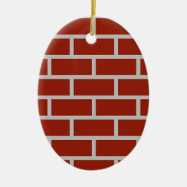 Ovale Ziegel (Brick Red & Gray) Keramik Ornament