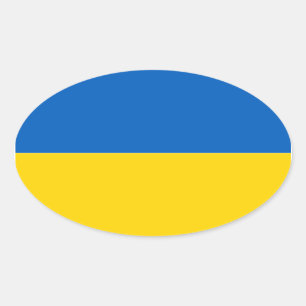 Ovaler Aufkleber Flagge der Ukraine