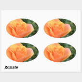 ovaler Aufkleber mit orangefarbener Rose (Blatt)