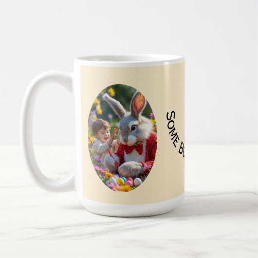 Ovaler Bilderrahmen mit Hase und Kind zu Ostern Kaffeetasse (Links)