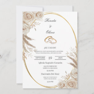 Ovaler Boho-Hochzeitsring Spanische Hochzeitseinla Einladung