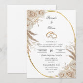 Ovaler Boho-Hochzeitsring Spanische Hochzeitseinla Einladung (Vorne/Hinten)