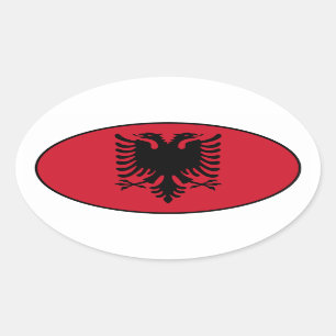 Ovaler Flaggen-Aufkleber Albaniens Aufkleber