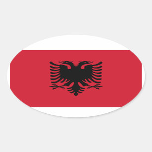 Ovaler Flaggen-Aufkleber Albaniens Aufkleber