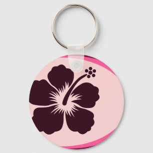 Ovaler Form-Hibiskusentwurf Schlüsselanhänger