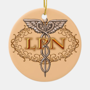 Ovaler Kupfer-Kaduzäus-LPN-Krankenschwester Keramikornament
