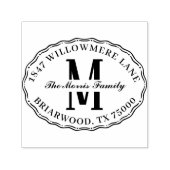 Ovaler Monogramm-Rücksende-Adresse  Permastempel (Design)