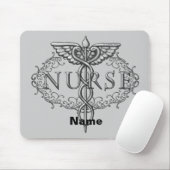 Ovaler silberner Caduceus-Krankenschwester Mousepad (Mit Mouse)