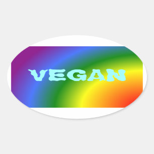 Ovaler veganer Regenbogen-Aufkleber Aufkleber