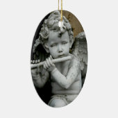 Ovaler Verzierungs-Engel, der seine Flöte spielt Keramik Ornament (Rechts)