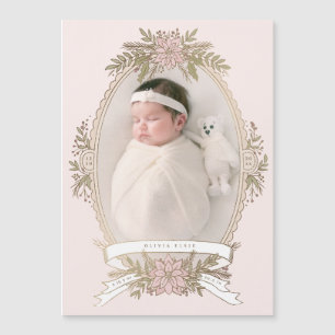 Ovales Feminine-Rahmenband und Feriengrün Magnetkarte