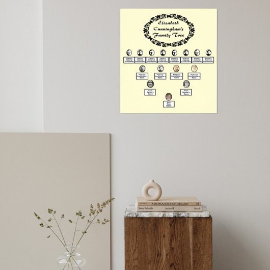 Ovales Foto Blumenstrauß der Familie Tree Creme Poster