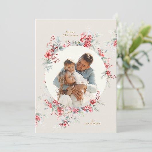 Ovales Foto Feiertagskarte (Stehend Vorderseite)
