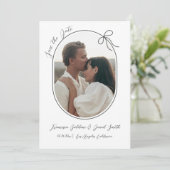 Ovales Foto mit dünner Kante und minimalem Bug Save The Date (Stehend Vorderseite)