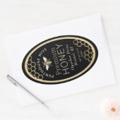 Ovales Honigetikett mit Wabenrüben und Kräuterbien Ovaler Aufkleber (Umschlag)