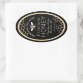 Ovales Honigetikett mit Wabenrüben und Kräuterbien Ovaler Aufkleber (Tasche)