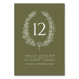 Ovales Kranz-Blatt Olivenbäume Weiße Hochzeit Tischnummer