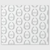 Ovales Leaf-Monogramm zeichnend dunkelgrau auf Wei Geschenkpapier (Flach)