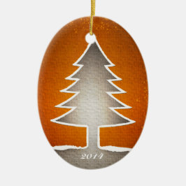 Ovalgeschnittene Weihnachtsbaum-Verzierung - Keramikornament