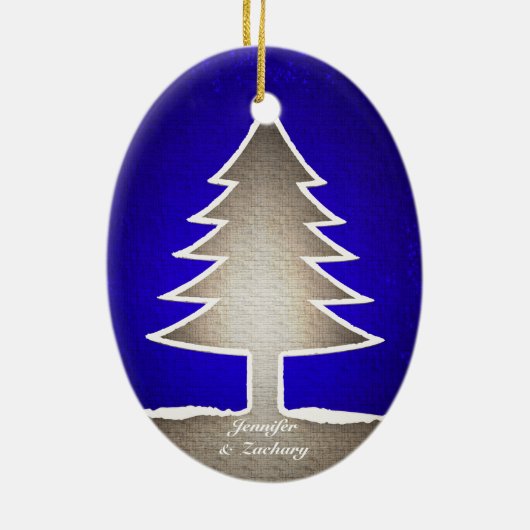 Ovalgeschnittene Weihnachtsbaum-Verzierung - Keramikornament (Hinten)
