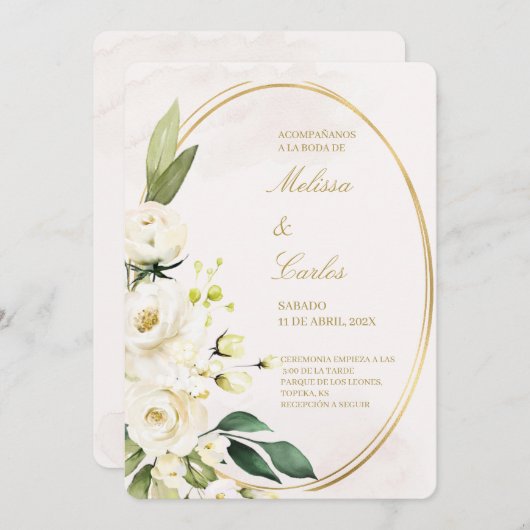 Ovalkranz - Einladung zur Hochzeit (Vorne/Hinten)