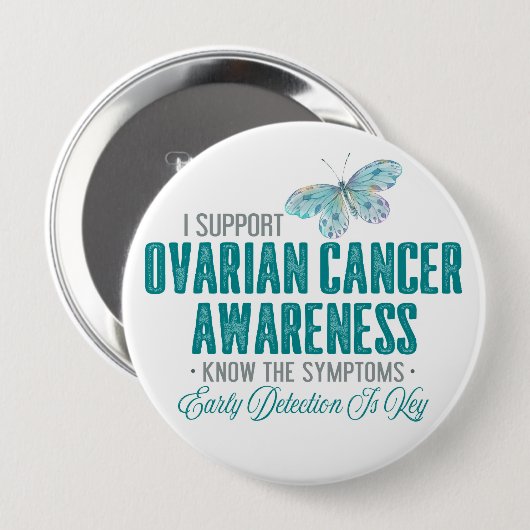 Ovarialkarzinom | Aquamarin Butterfly Button (Vorne & Hinten)
