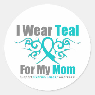 Ovarialkarzinom Aquamarine Tribal Ribbon-Mama Runder Aufkleber