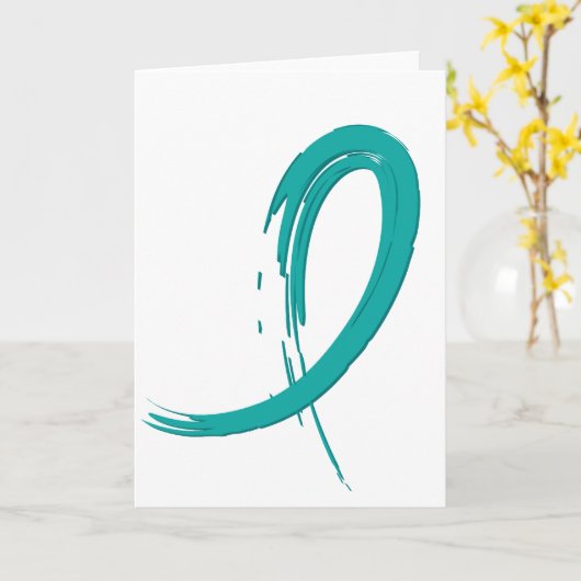 Ovarialkarzinom - Aquamarines Band A4 Karte (Gelbe Blume)