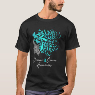 Ovarialkarzinom Bewusstsein Aquamarine Schmetterli T-Shirt