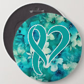 Ovarialkarzinom Bewusstsein Herz gestapelte Schlei Button (Vorne & Hinten)