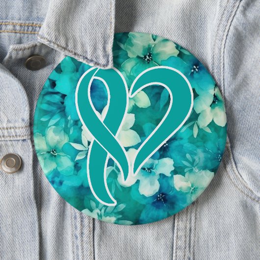 Ovarialkarzinom Bewusstsein Herz gestapelte Schlei Button (Beispiel)