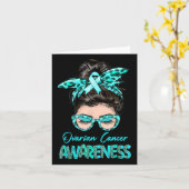 Ovarialkarzinom Bewusstsein Messy Bun Aquamarine S Karte (Gelbe Blume)