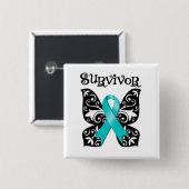 Ovarialkarzinom Butterfly Survivor Button (Vorne & Hinten)