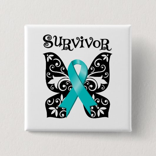 Ovarialkarzinom Butterfly Survivor Button (Vorderseite)