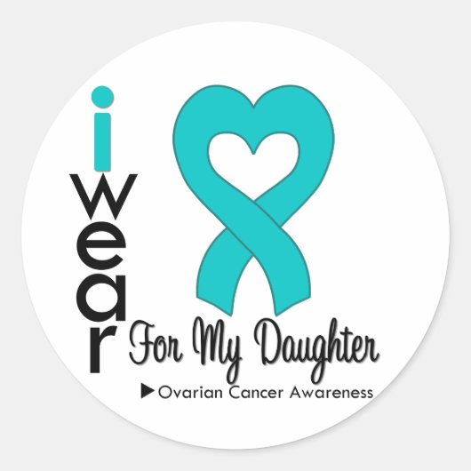 Ovarialkarzinom Ich trage Aquamarines Herz für mei Runder Aufkleber (Vorderseite)