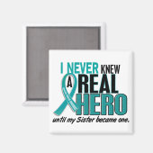 Ovarialkarzinom NIE WUSSTE EINE HERO 2-Schwester Magnet (Vorderseite/Rückseite)