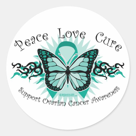 Ovarialkarzinom-Schmetterlingsstamm Runder Aufkleber (Vorderseite)