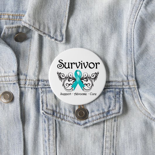 Ovarialkarzinom Survivor Floral Deko Button (Beispiel)