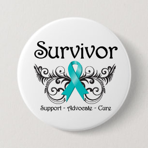 Ovarialkarzinom Survivor Floral Deko Button
