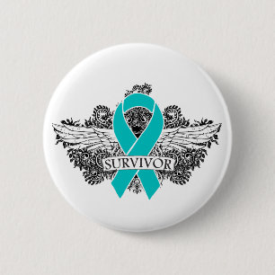 Ovarialkarzinom-Winged SURVIVOR-Band Button