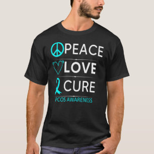 Ovarialsyndrom Survivor Peace Liebe Cure PCOS Awar T-Shirt