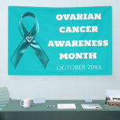 Ovarian Cancer Awareness cervical teal ribbon Banner (Messe)