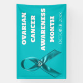 Ovarian Cancer Awareness cervical teal ribbon Banner (Vertikal)