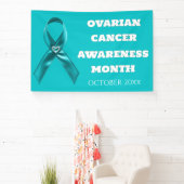 Ovarian Cancer Awareness cervical teal ribbon Banner (InSitu)