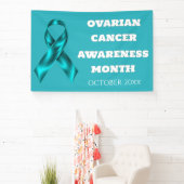 Ovarian Cancer Awareness Month teal ribbon DIY Banner (InSitu)