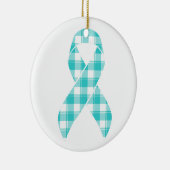 Ovarian Cancer Awareness Plaid Teal Ribbon Keramik Ornament (Rechts)