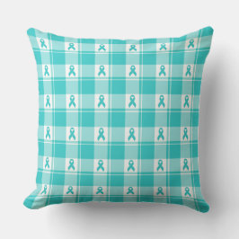 Ovarian Cancer Awareness Plaid Teal Ribbon Kissen
