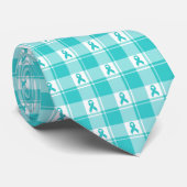 Ovarian Cancer Awareness Plaid Teal Ribbon Krawatte (Gerollt)