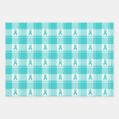 Ovarian Cancer Awareness Plaid Wrapping Paper Teal Geschenkpapier Set (Vorderseite 2)