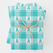 Ovarian Cancer Awareness Plaid Wrapping Paper Teal Geschenkpapier Set (Beispiel)